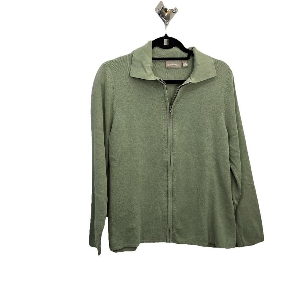 croft and barrow Zip Up Ribbed Green Jacket Women 1X